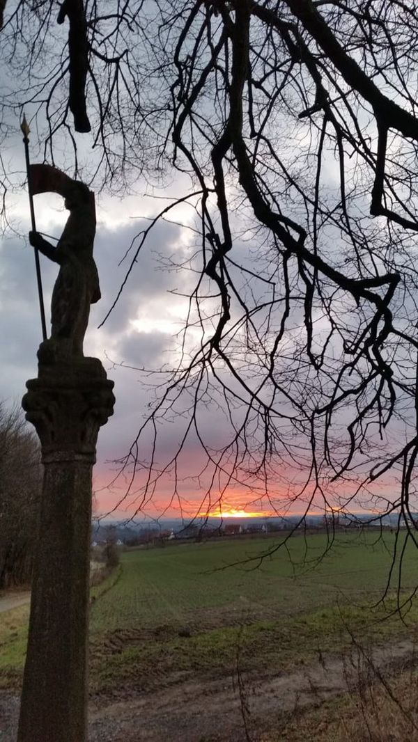 Quirinsäule im Abendrot